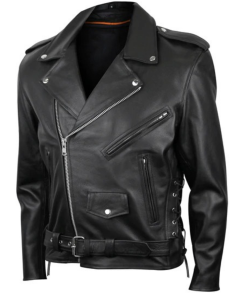 Solid Color Zipper Leather Motorcycle Jacket